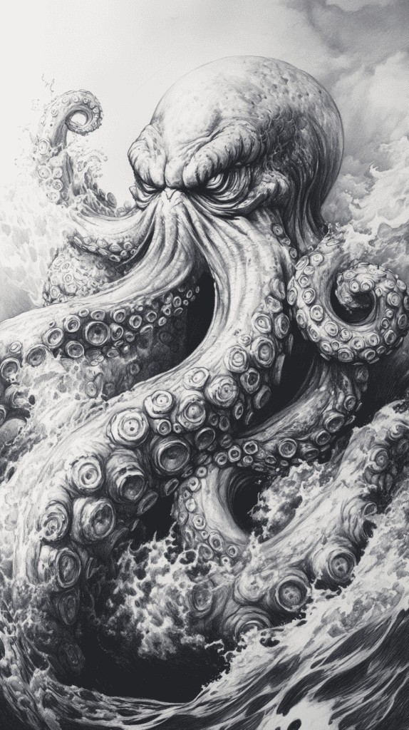 Dive Deep: 18 Ocean-Inspired Drawing Ideas That Will Captivate Your Imagination 16 The Kraken Awakes