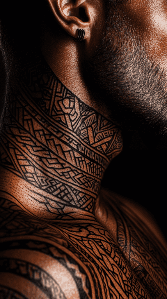 15 Neck Tattoo Ideas for Men Worth Considering 10 Tribal Heritage 2