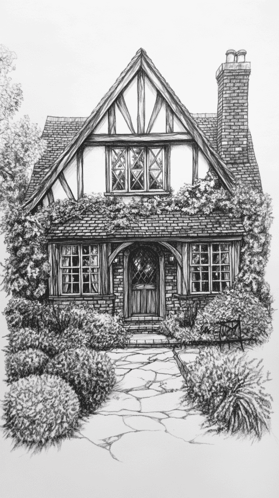Explore 19 House Drawing Ideas That Blend Imagination with Reality 24 Tudor Style Timelessness 3