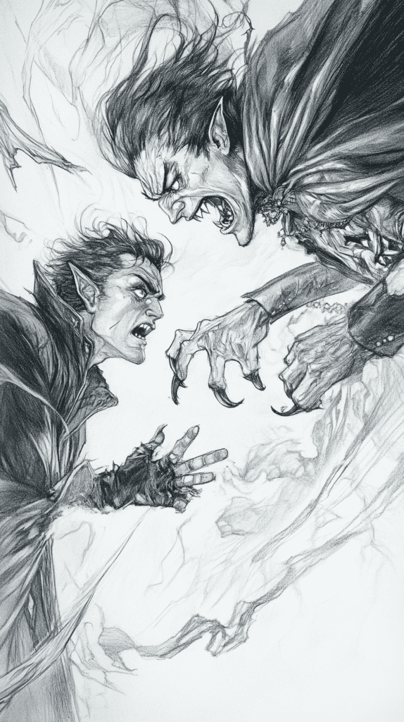 Mystery and Darkness: 17 Vampire Drawing Ideas to Inspire Your Next Masterpiece 12 Vampire Hunters Confrontation