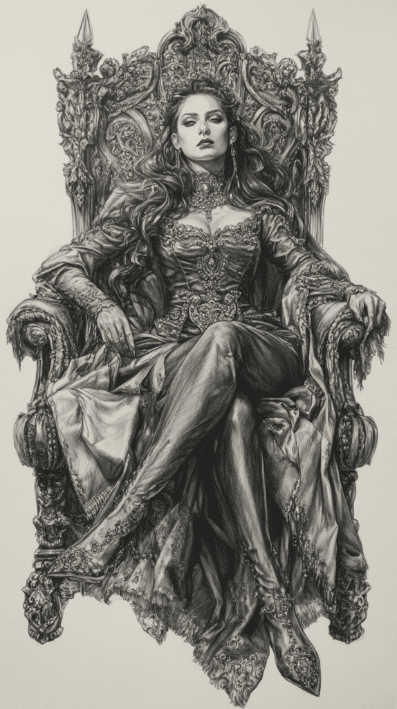 Mystery and Darkness: 17 Vampire Drawing Ideas to Inspire Your Next Masterpiece 14 Vampire Queens Throne