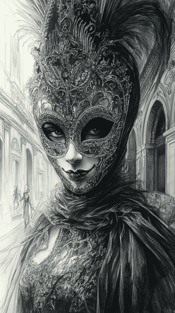 From Eerie to Enchanting: 16 Halloween Drawing Ideas You Never Imagined 36 Venetian Masquerade Phantom