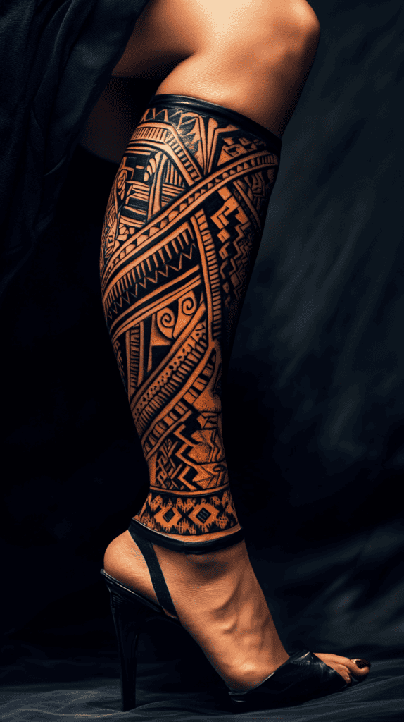 32 Gorgeous Female Leg Sleeve Tattoos 35 Vibrant Tribal Fusion 2