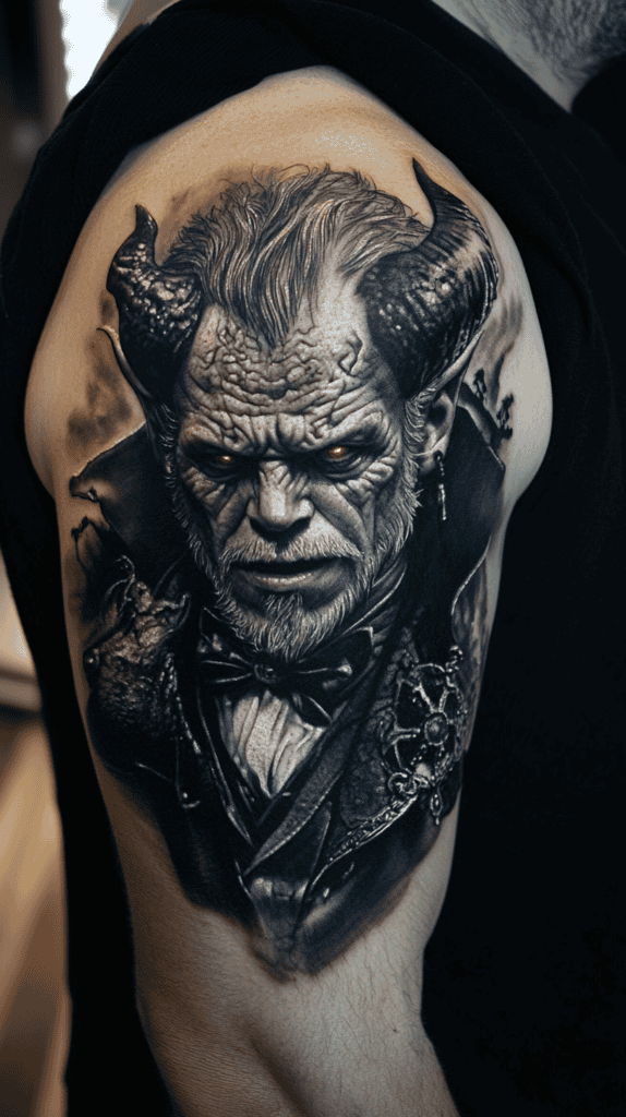 Unleash Your Dark Side: 23 Devilishly Unique Tattoo Ideas for Men 37 Victorian Devil Portrait 2