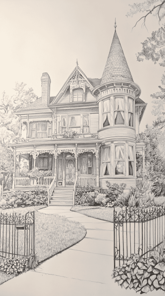 Explore 19 House Drawing Ideas That Blend Imagination with Reality 6 Victorian Elegance