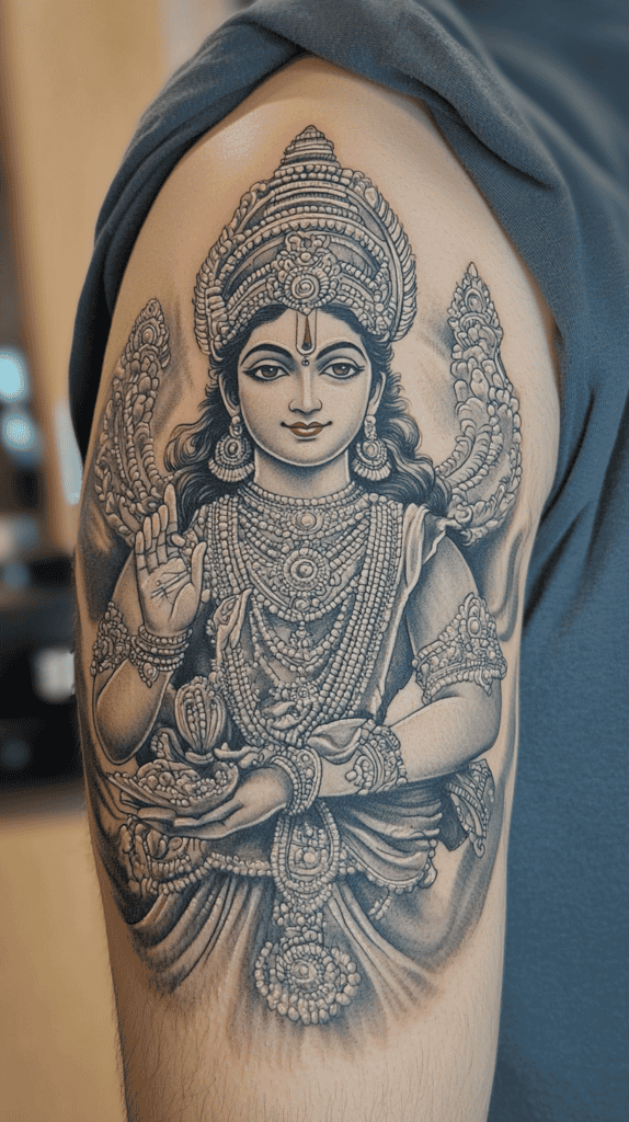 Secrets of the Gods: 23 Divine Tattoo Concepts for the Modern Man 55 Vishnus Protector Pose 2