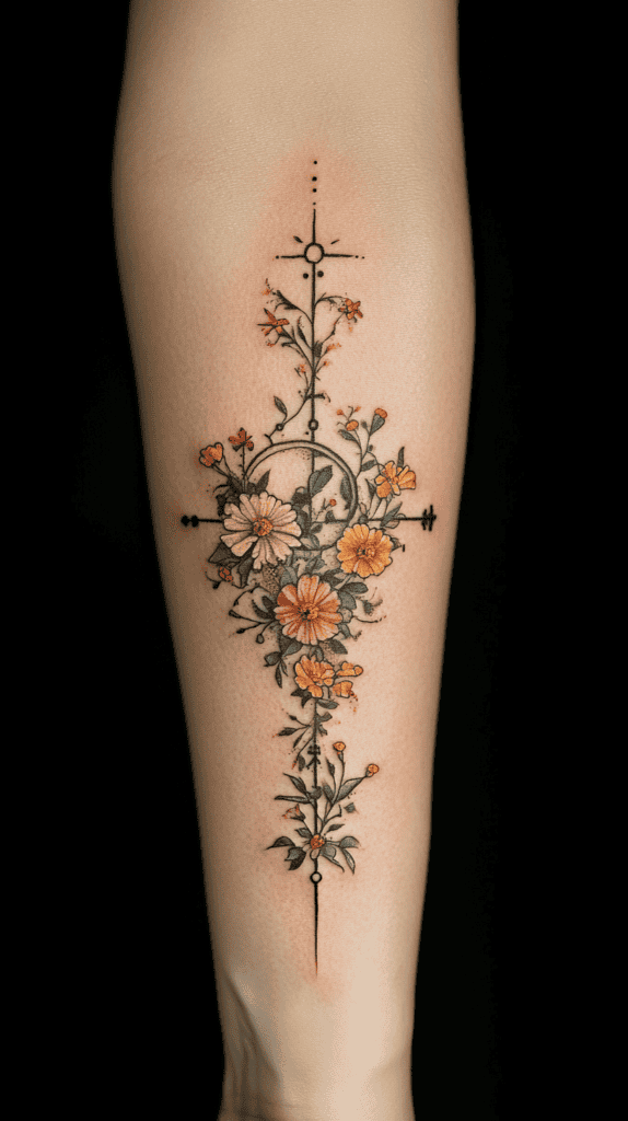 Discover Your Perfect Celestial Ink: Zodiac Tattoo Ideas for Women 36 Zodiac Symbol with Floral Accents 2