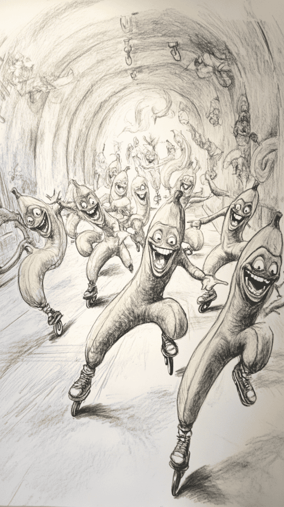 20 Hilarious Drawing Ideas Guaranteed to Make You Laugh 13 Banana Roller Skating Adventure 3
