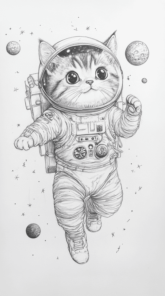 20 Hilarious Drawing Ideas Guaranteed to Make You Laugh 6 Cat in a Spacesuit 3