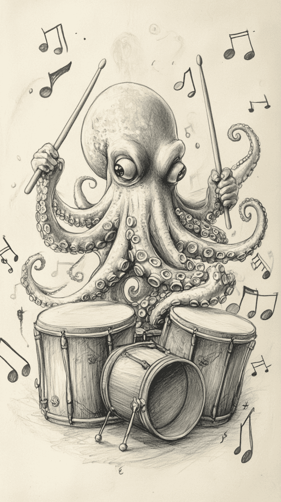 20 Hilarious Drawing Ideas Guaranteed to Make You Laugh 18 Octopus Playing the Drums 2