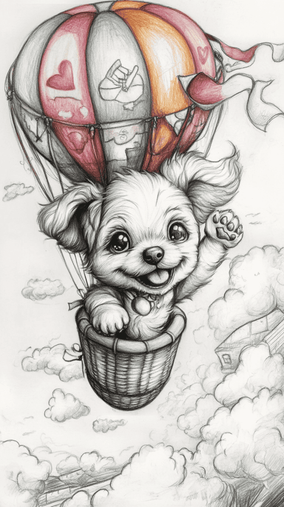 20 Hilarious Drawing Ideas Guaranteed to Make You Laugh 20 Puppy Piloting a Hot Air Balloon