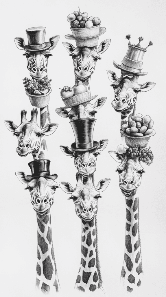 20 Hilarious Drawing Ideas Guaranteed to Make You Laugh 8 The Mischievous Giraffe Hat Parade 2