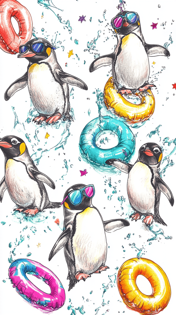 20 Hilarious Drawing Ideas Guaranteed to Make You Laugh 9 The Penguin Pool Party