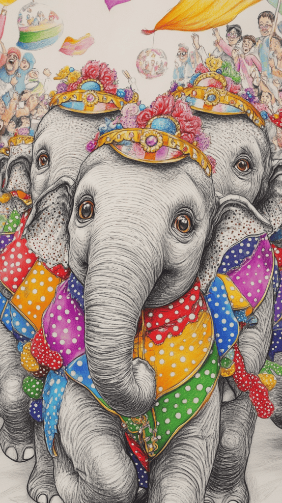 20 Hilarious Drawing Ideas Guaranteed to Make You Laugh 43 The Polka Dot Elephant Parade 2
