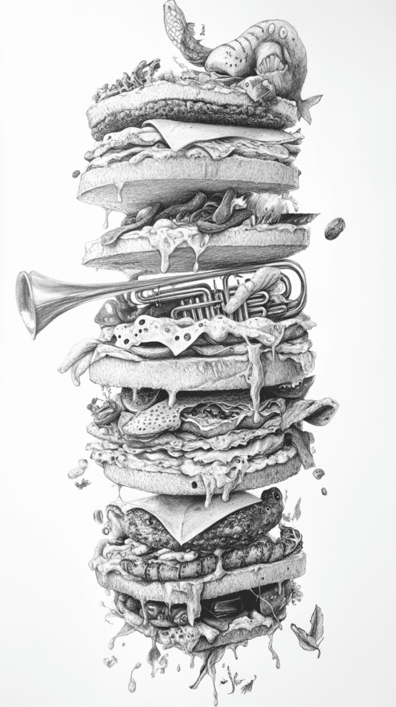 20 Hilarious Drawing Ideas Guaranteed to Make You Laugh 3 The Silly Sandwich Stack 2