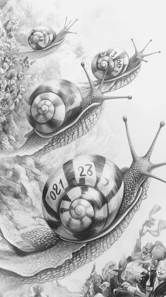 20 Hilarious Drawing Ideas Guaranteed to Make You Laugh 31 The Silly Snail Race