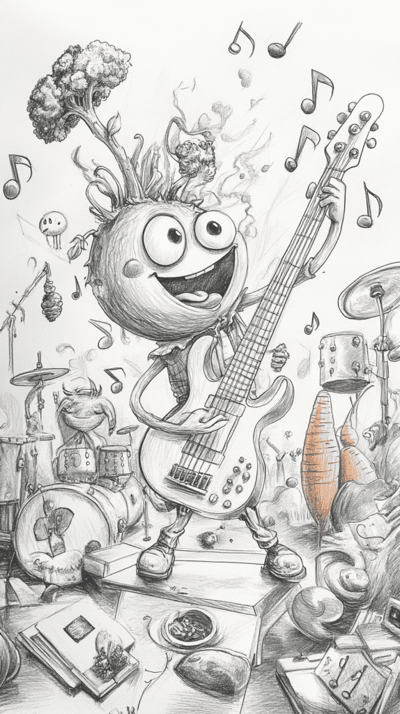 20 Hilarious Drawing Ideas Guaranteed to Make You Laugh 27 The Unlikely Band of Veggies 2