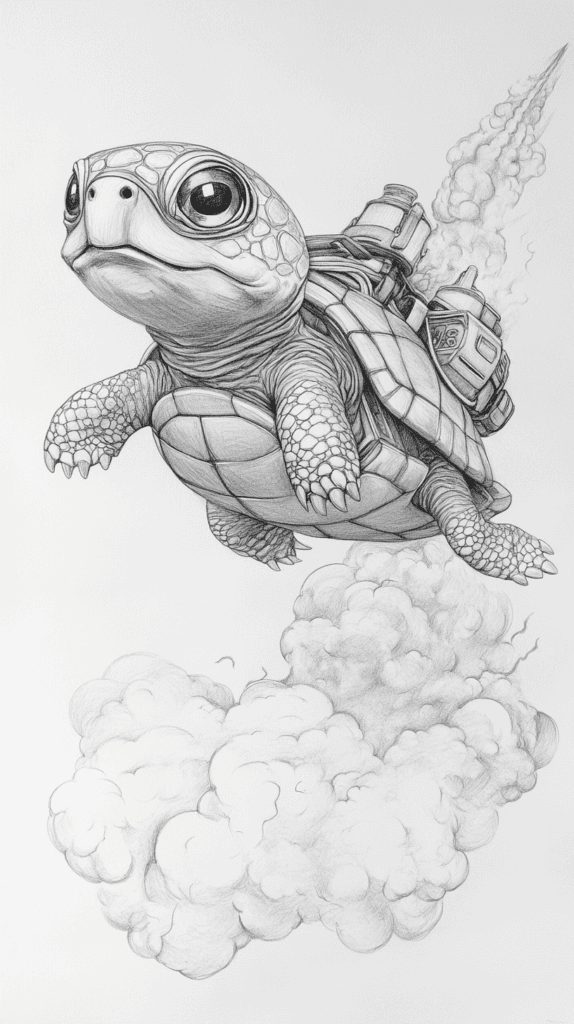 20 Hilarious Drawing Ideas Guaranteed to Make You Laugh 15 Turtle with a Jetpack 2