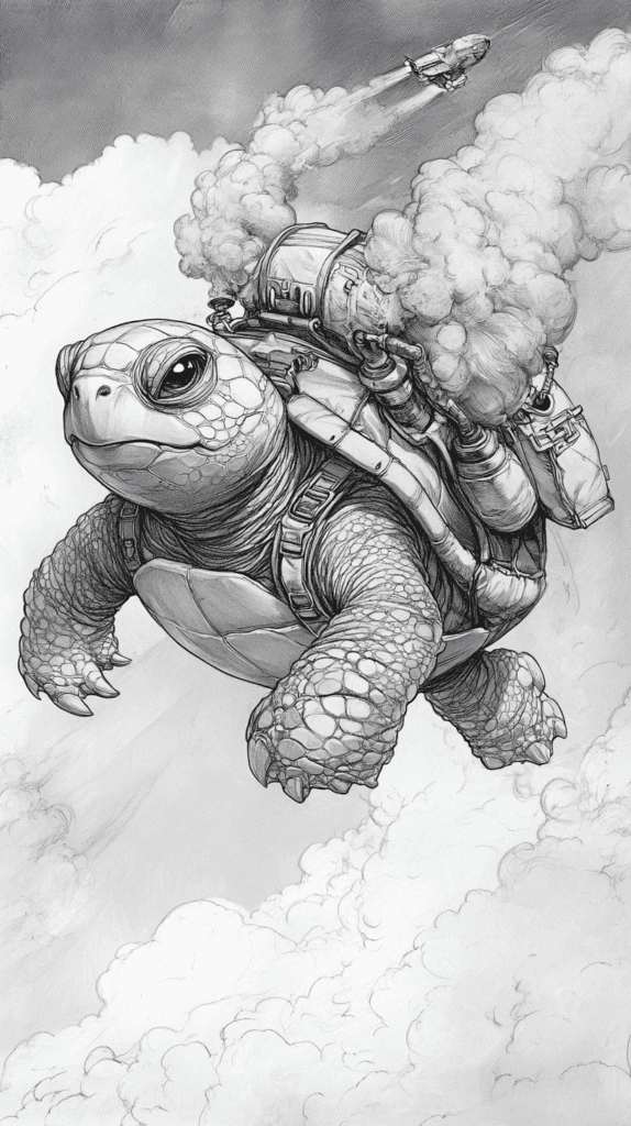 20 Hilarious Drawing Ideas Guaranteed to Make You Laugh 16 Turtle with a Jetpack 3