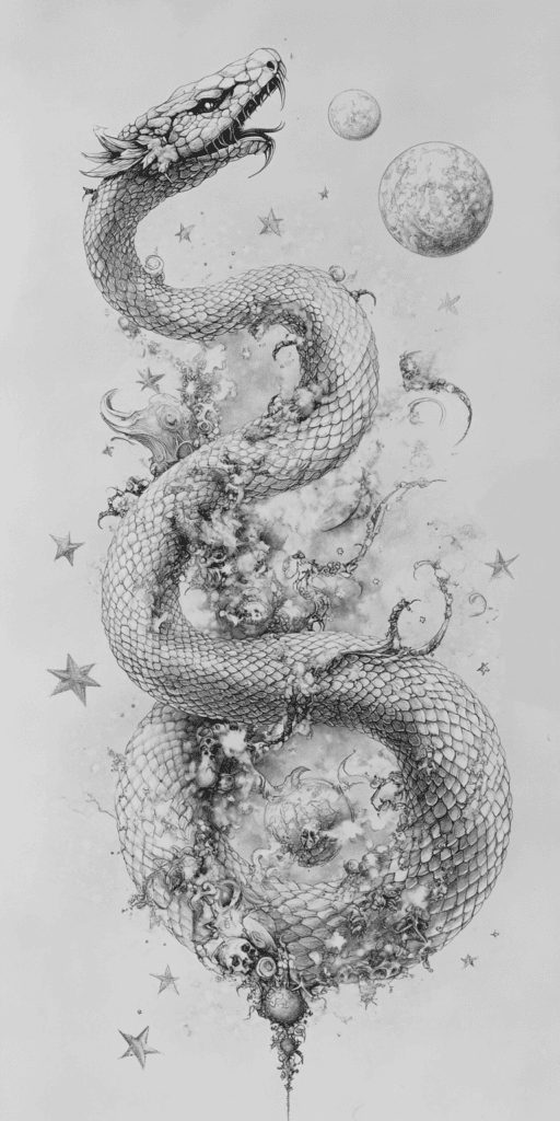 18 Snake Drawing Ideas to Slither Into Your Sketchbook 7 Celestial snake