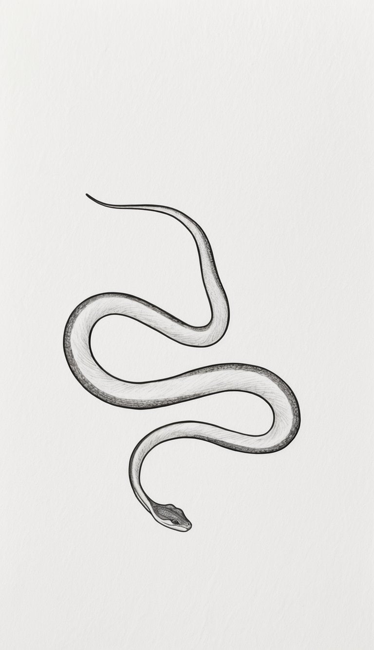 18 Snake Drawing Ideas to Slither Into Your Sketchbook 4 A simple, sleek snake outline slithers across a clean white background