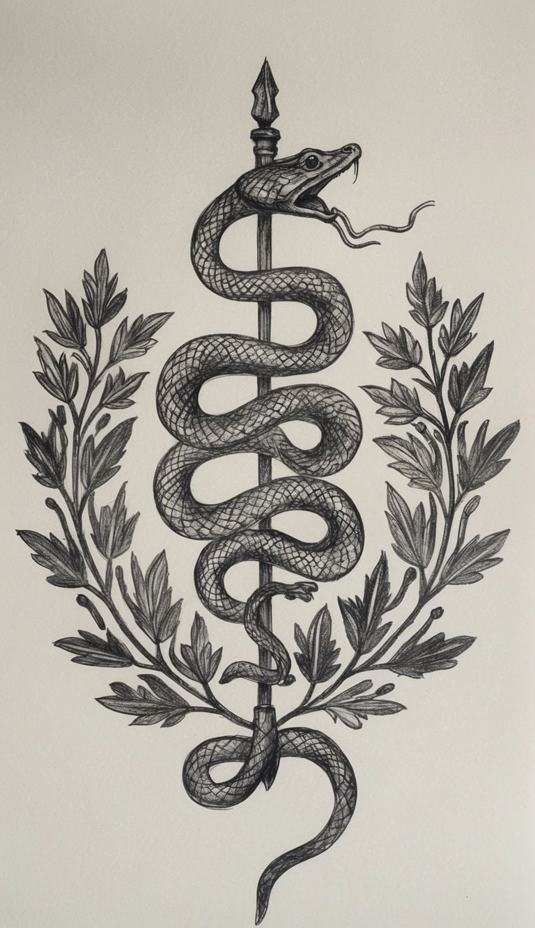 18 Snake Drawing Ideas to Slither Into Your Sketchbook 19 An antique snake emblem entwined with foliage and intricate patterns