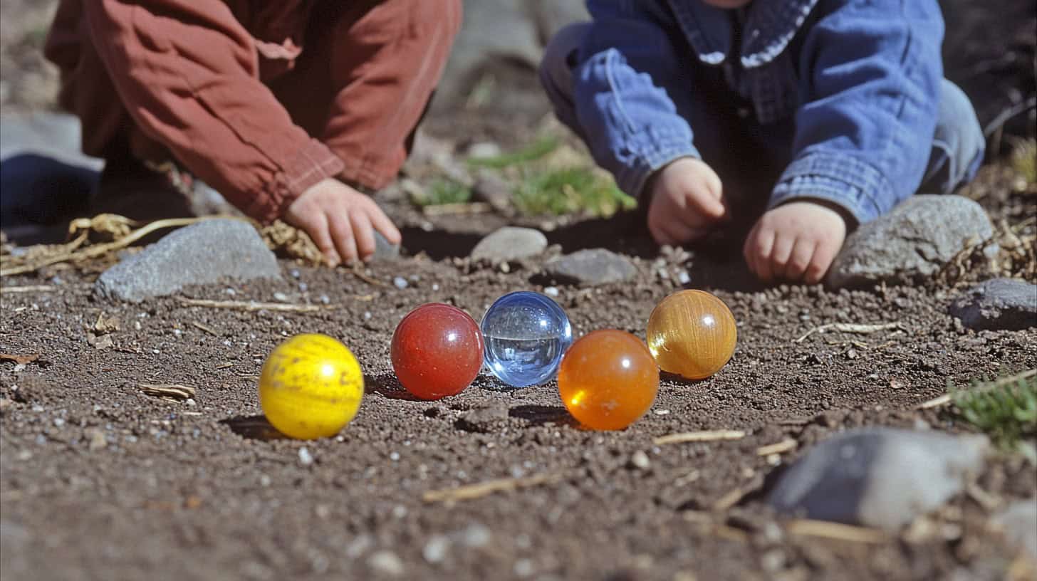 17 Lost Arts Every Kid Mastered Before Age 12 15 A group of children enjoying a game of marbles, showcasing 1960s entertainment.