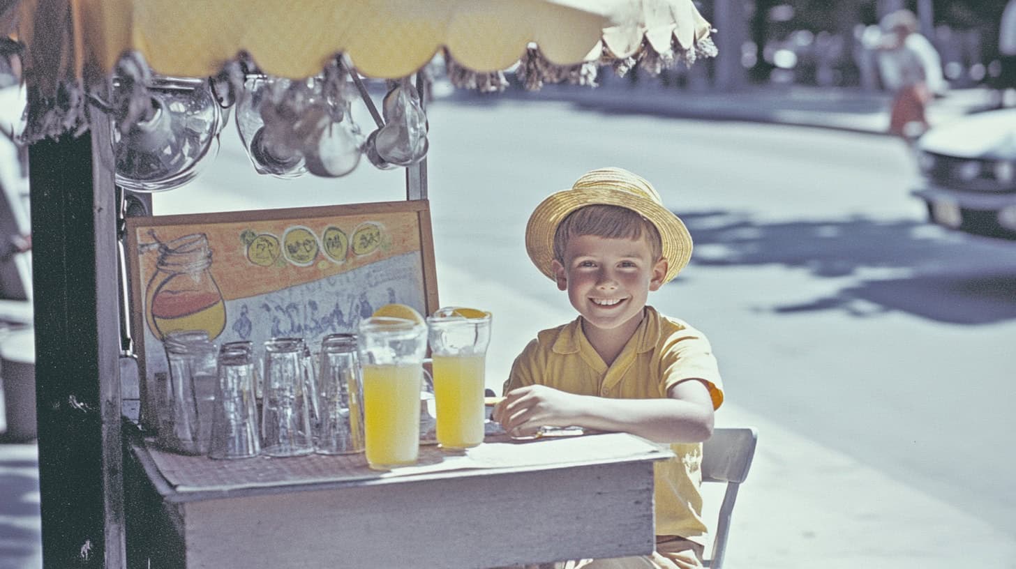 After School and Nobody Called Home — and That Was Fine 15 A nostalgic lemonade stand from the 60s, symbolizing summer fun kids today miss.