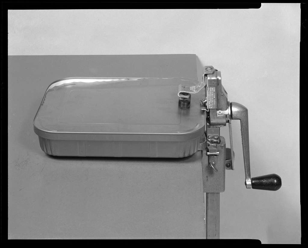 Kitchen Gadgets That Were Staples in Every '60s Home 2 food packaging div institutional can opener with tray in place f0c4a7