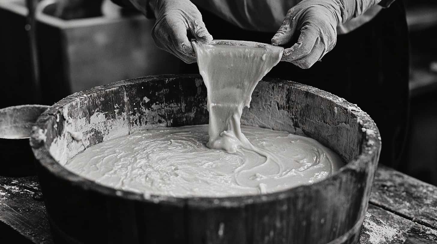 Household Chores Every Boomer Had to Do That Kids Today Would Refuse 12 A vintage scene of a grandmother demonstrating soap-making skills, illustrating lost cooking arts.