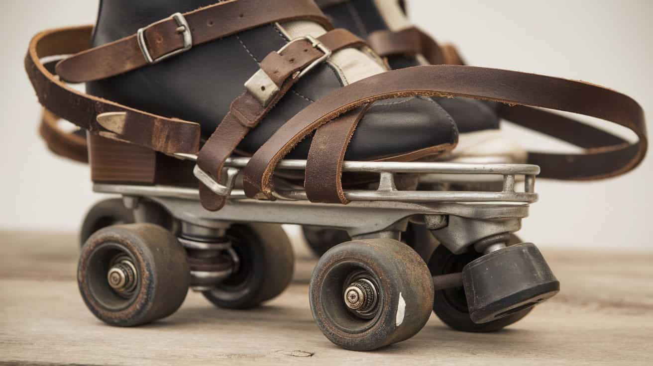 Image of metal roller skates with keys, symbolizing challenges of past childhoods.