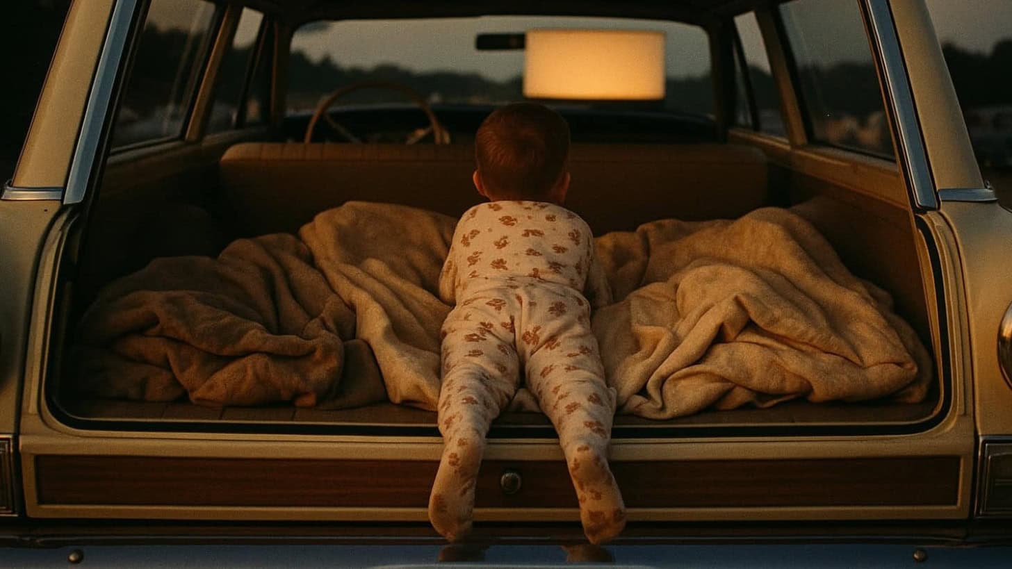 12 Ways Station Wagon Kids Had More Fun Than SUV Kids 3 Children enjoying a classic drive-in movie from a station wagon's open trunk.