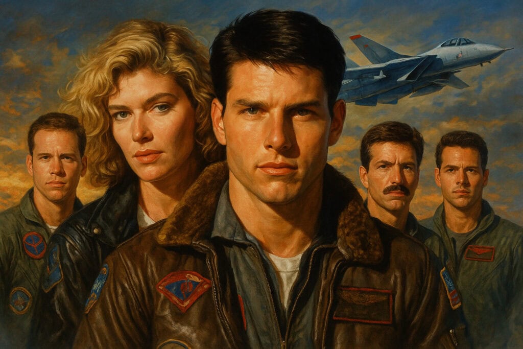 20250528 1211 Top Gun Cast Art simple compose 01jwahb4s8fwk8dyk4s78mn6p7
