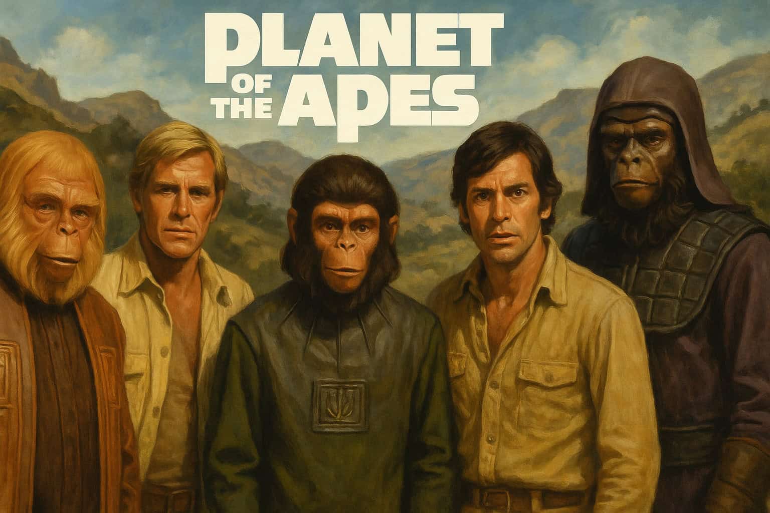 Famous Movie Lines from the '60s That People Still Quote 8 20250530 0213 70s Apes Cast Art simple compose 01jwekwwj0et6966zgbd5n31s3