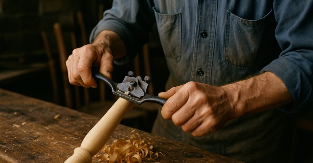 A vintage spoke shave tool, representing dad's workshop tools from the 60s.