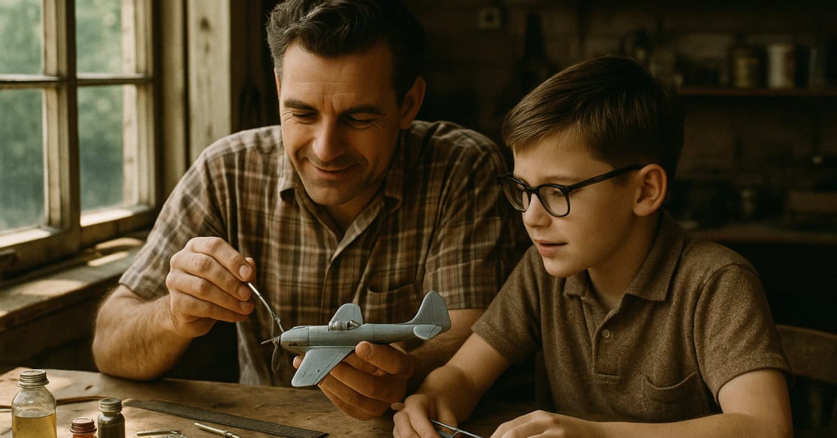 17 Things Your Allowance Could Actually Buy in the '70s 7 A family engaged in model building, showcasing fun alternatives to Netflix.