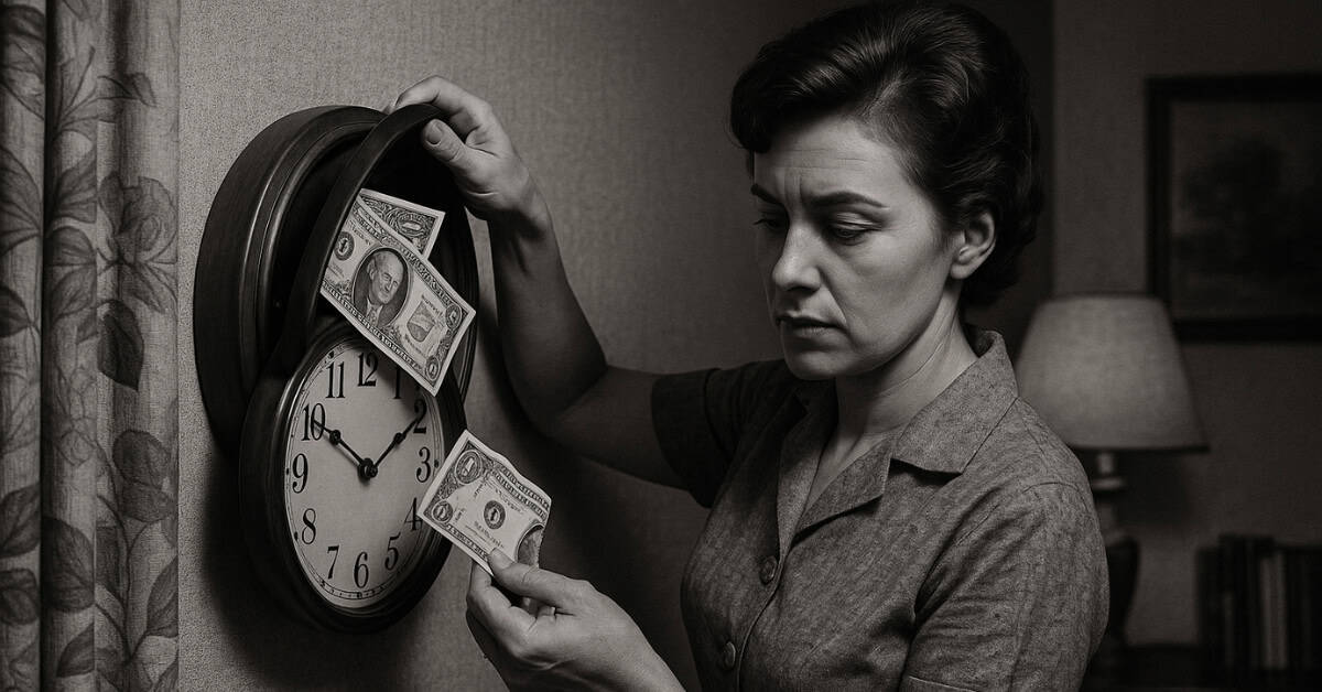 15 Effortless Money-Saving Habits We Learned from Our Parents 8 A family shows their emergency cash stash, highlighting resourcefulness in crises.