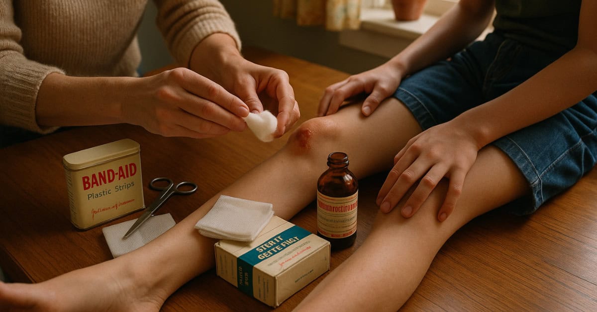 Image depicting first aid essentials for outdoor play safety rules.