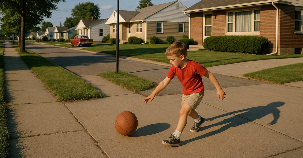 Why Our Childhood Was Actually the Best One 2 A vintage depiction of kids playing outdoors, illustrating the Distance Rule.