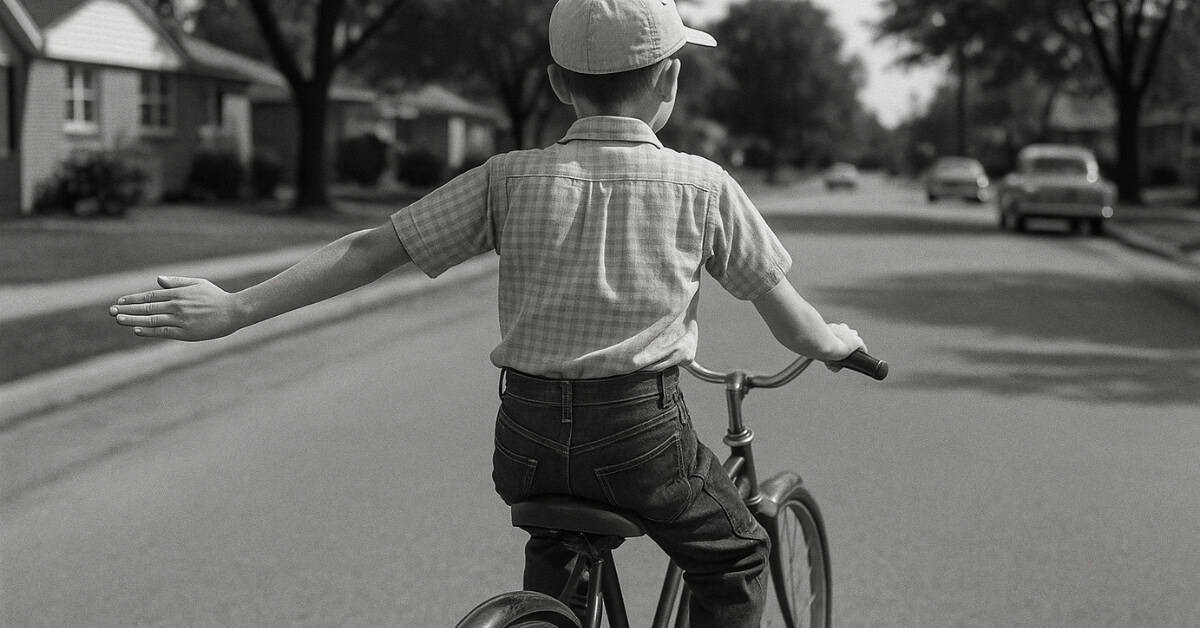 What Kids Did Before Technology Changed Childhood 8 An image illustrating bike safety tips to ensure safe outdoor play for kids.