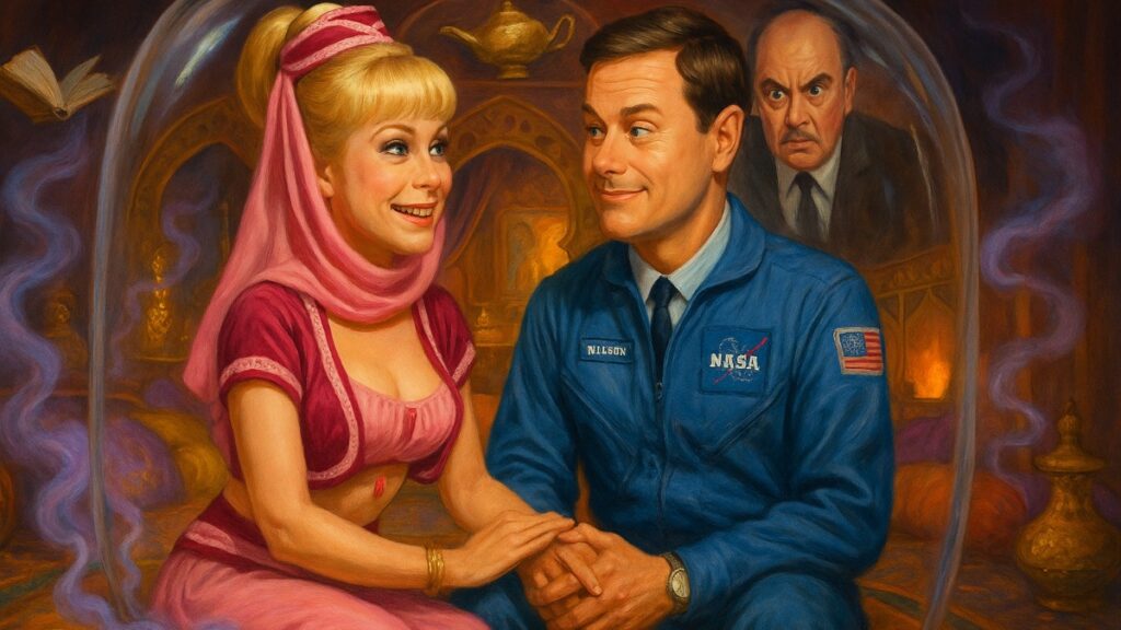 A scene from "I Dream of Jeannie," showcasing its quirky family dynamics.