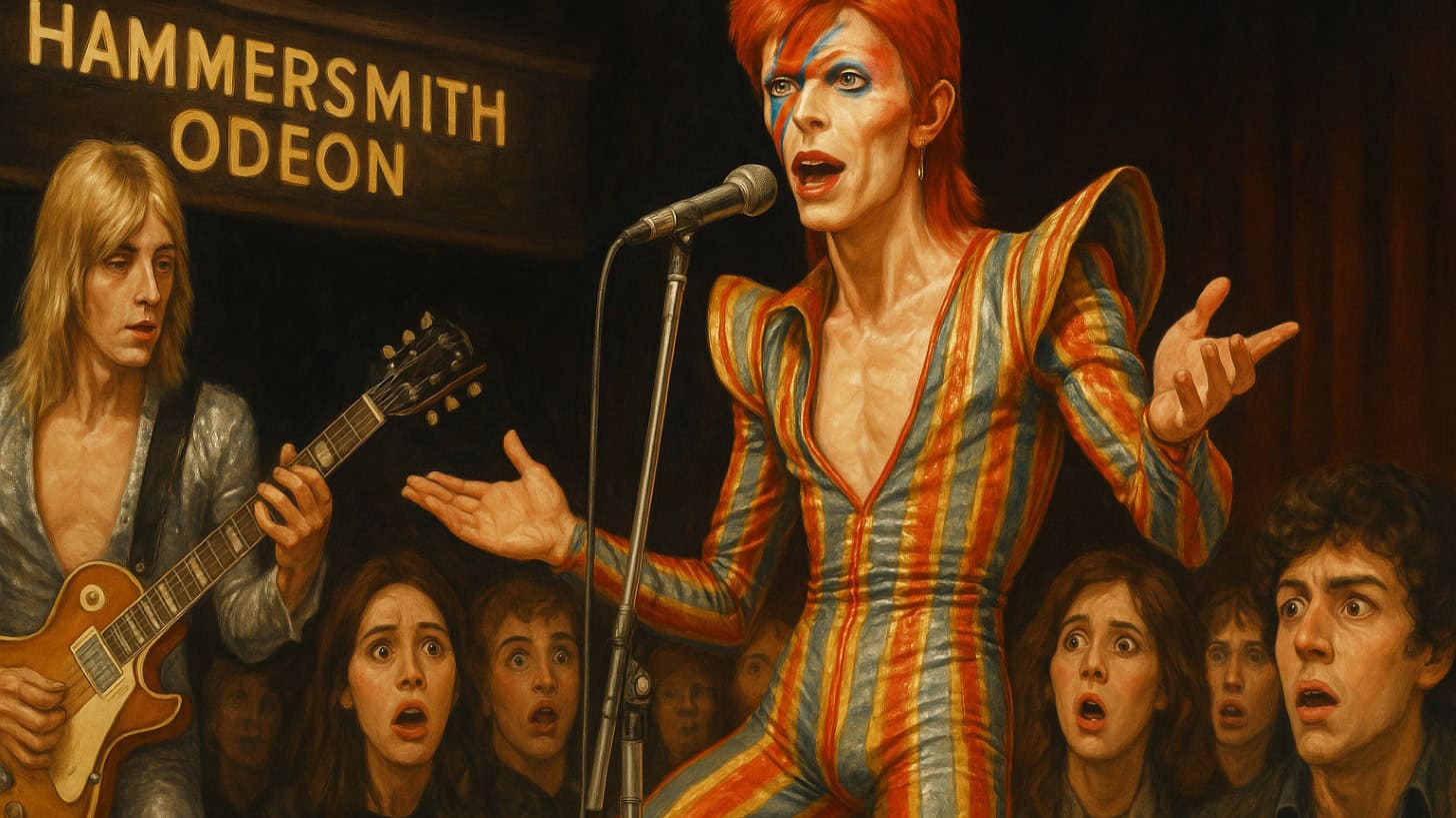 Fashion Icons from the '60s and '70s Who Changed the Industry 7 David Bowie's final Ziggy Stardust performance, capturing the essence of '70s rock.