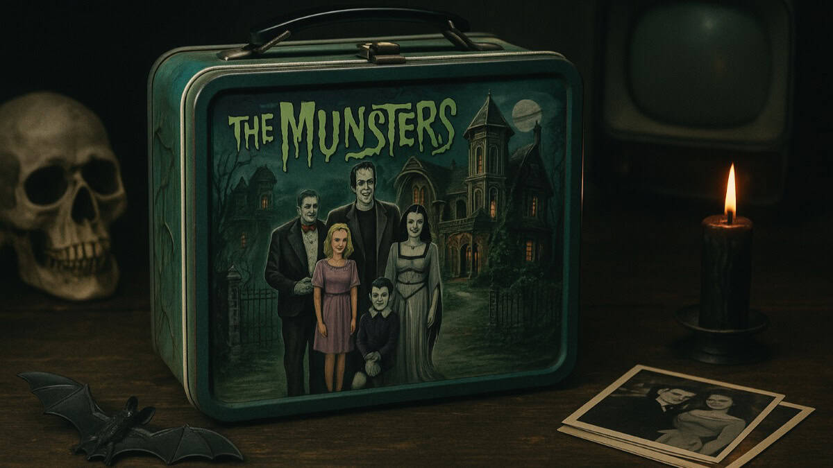 16 School Supplies That Cost Pennies Then but Are Worth Hundreds Now 2 A 1964 The Munsters lunch box showcasing its iconic design and collectible value.