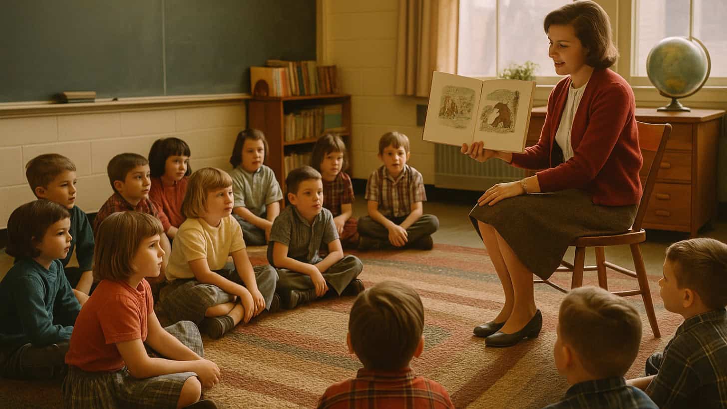 School Activities from the '60s That Would Shock Parents Today 16 Image of a reading circle, a classic school tradition now lost in time.