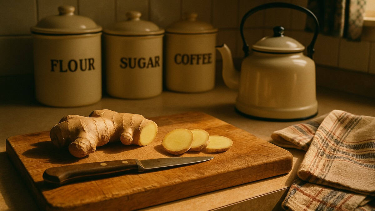 Household Remedies That Actually Worked Better Than Modern Medicine 6 Image of fresh ginger root, highlighting its effectiveness as a remedy for nausea.