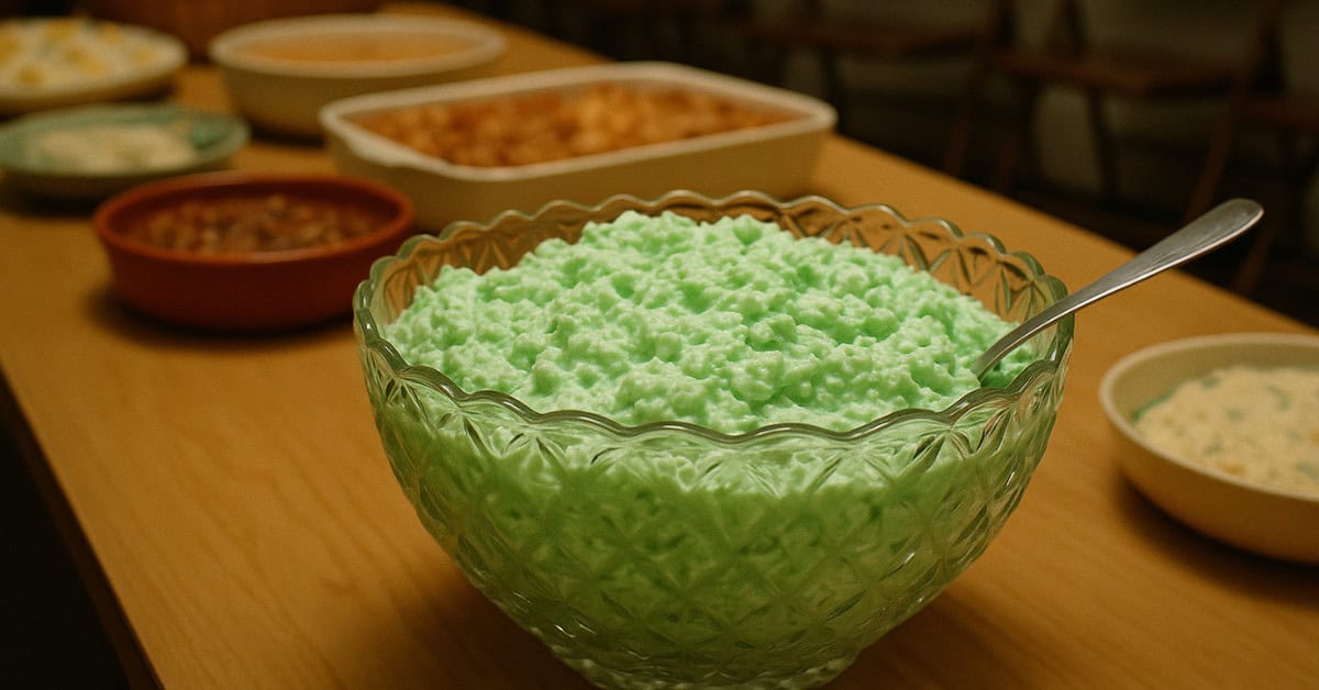 13 Party Foods from the Seventies That Should Make a Comeback 7 13 Lost Recipes from Grandma’s Kitchen (You’ll Wish You Still Had) - 4. Watergate Salad