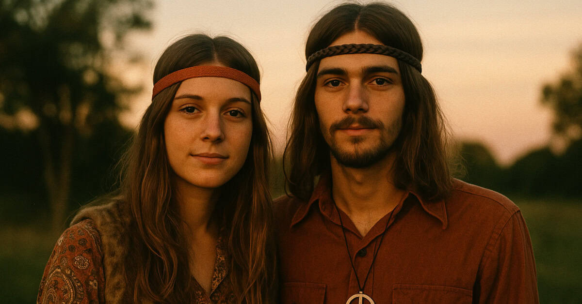 Fashion Moments from the '60s That Set the Tone for a Decade 13 A stylish center-parted hippie hairstyle, embodying '70s trends.