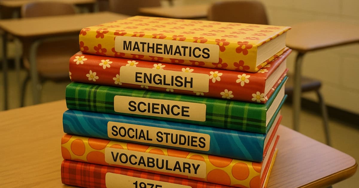 16 School Supplies That Cost Pennies Then but Are Worth Hundreds Now 7 Vinyl book covers from the 70s, a nostalgic school supply now obsolete.