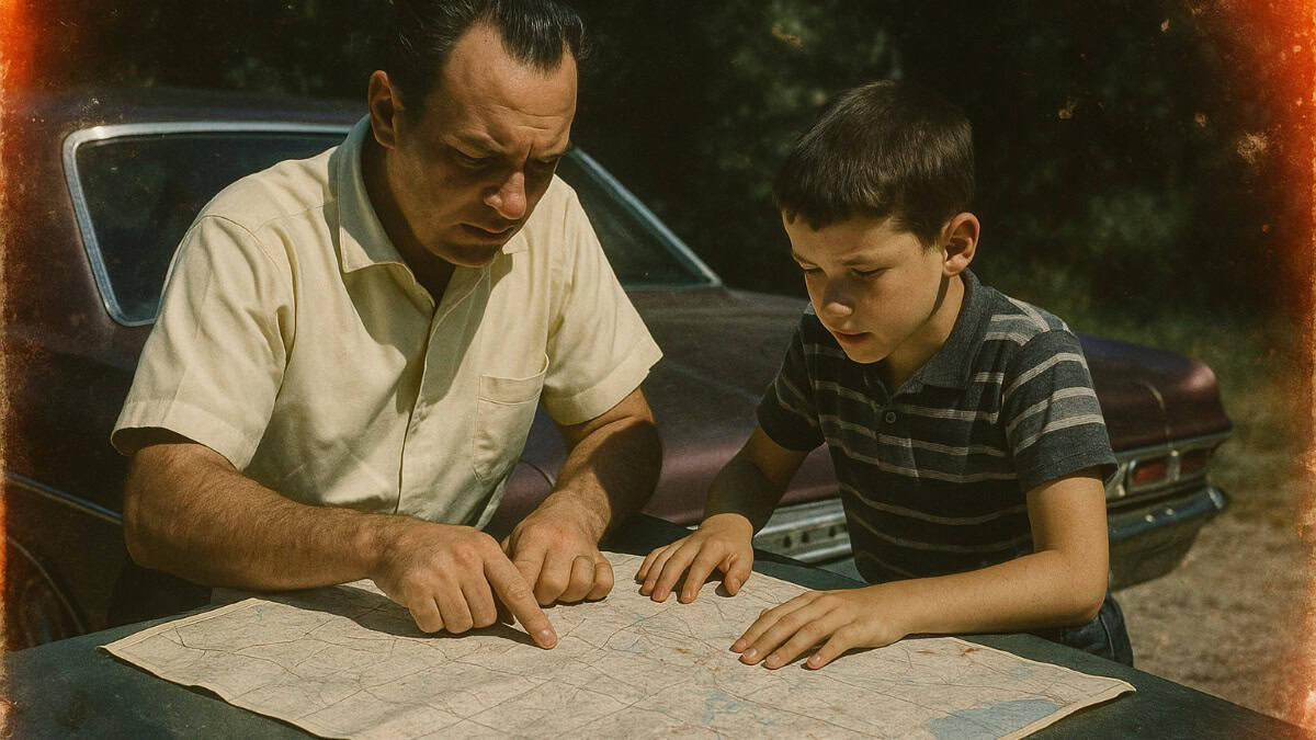 Everyday Things from the Past That Would Surprise Today's Teenagers 11 Kids learning to read a paper map, a skill before Google Maps existed.