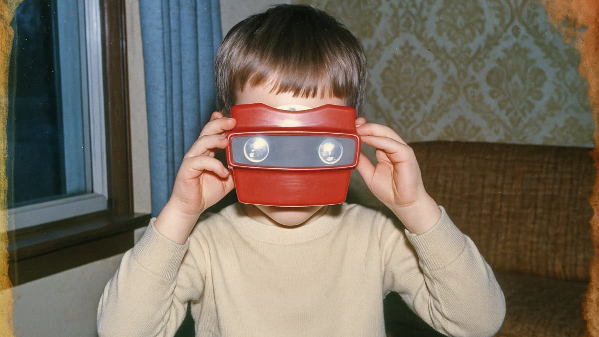 A colorful View-Master showcasing classic 3D reel technology from the Boomer era.